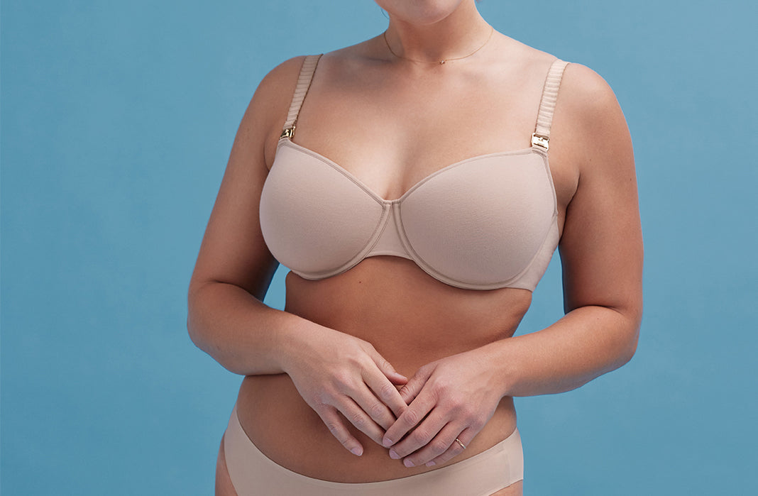 Womens Full Coverage Underwire Support Plus Size Breastfeeding Nursing Bra  Pale Nude-Convert 36F