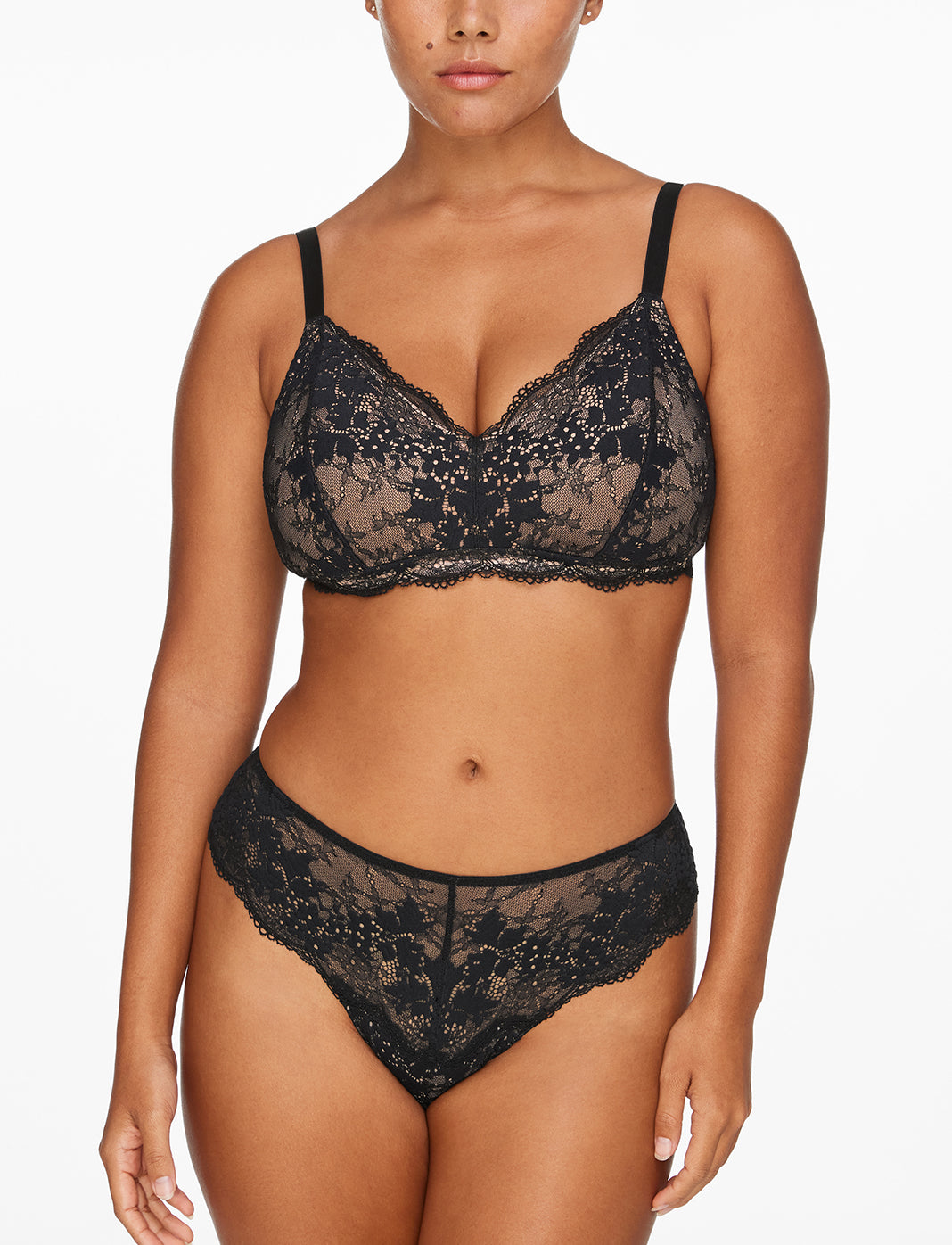 Buy Black Recycled Lace Full Cup Comfort Bra - 32F, Bras