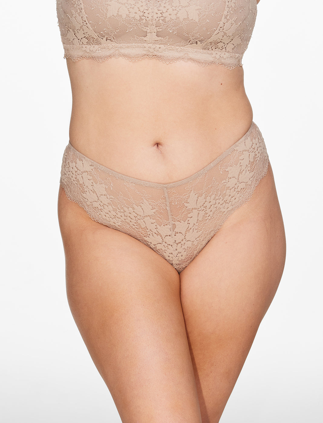 Double Take Lace Thong, Beige