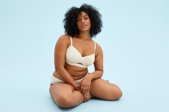 model wearing pima cotton t-shirt bra sea salt ThirdLove