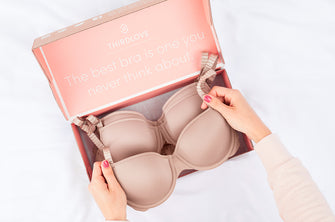 Thirdlove box with taupe t-shirt bras