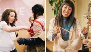 Lia helping out with bra donations at St. Anthony's