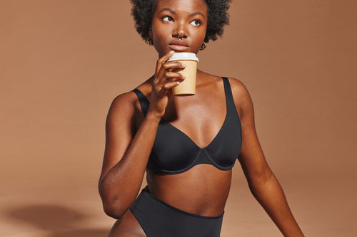 Plunge bra displayed to showcase its low center design, supportive fit, and suitability for low-cut necklines.