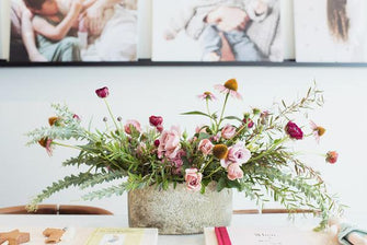 Floral centerpiece at Mother Mag x ThirdLove event