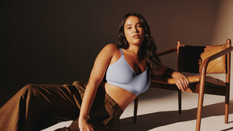 Woman wearing a well-fitting bra, illustrating comfortable support as the body changes with age