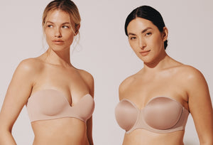 Should you size up or down in a strapless bra?