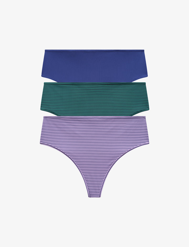 24/7®  Classic High Waist Thong 3 Pack Box