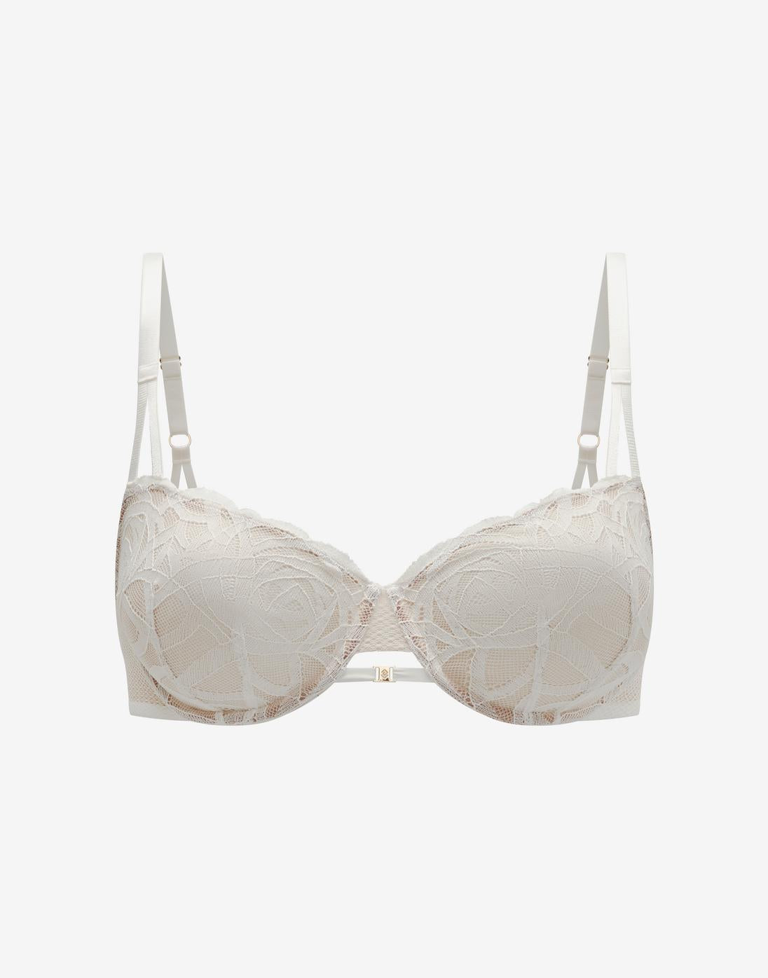 Rose Lace Unlined Demi Bra, Sea Salt - Thirdlove - 86.2% nylon/13.8% Spandex