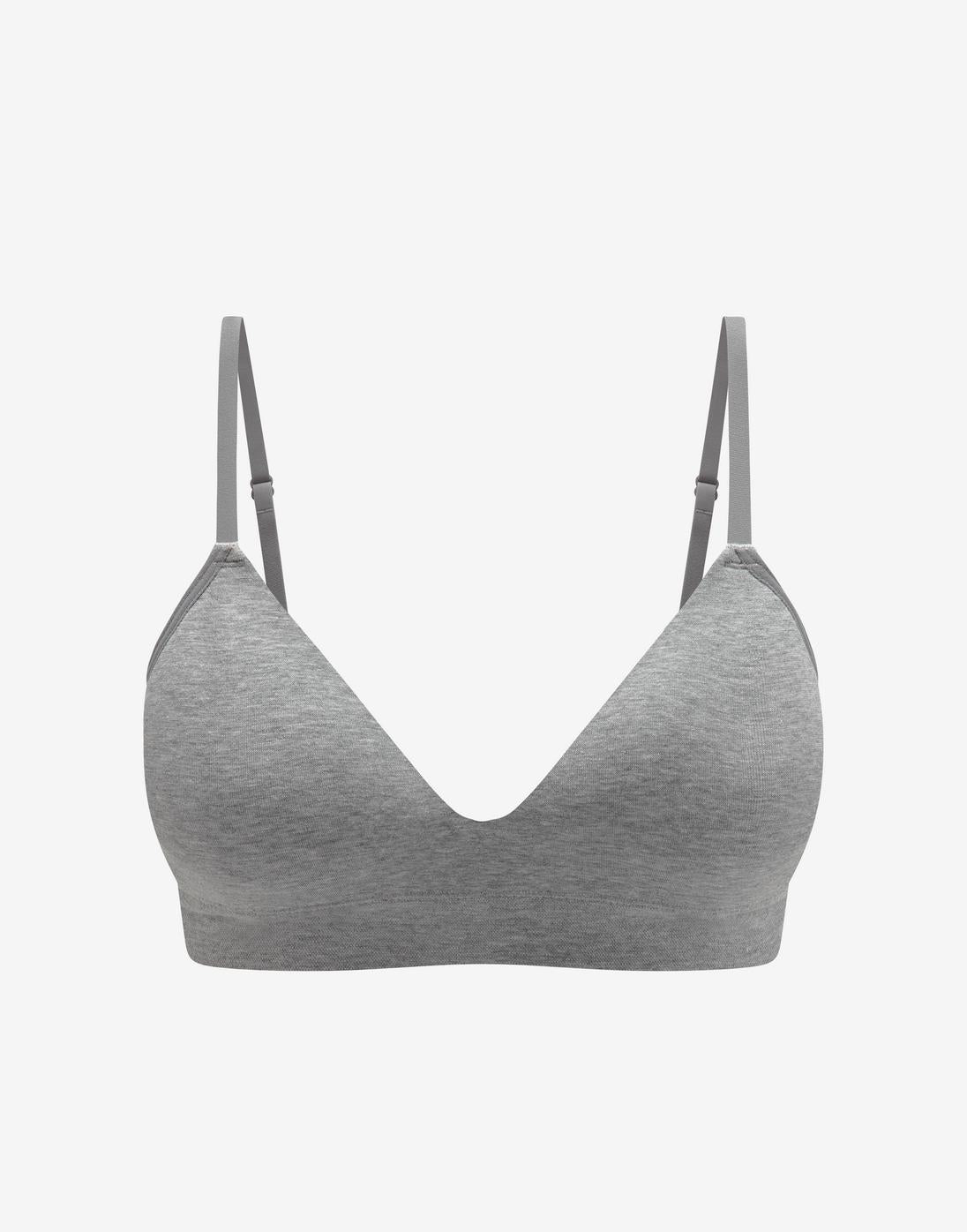 Seamless Cloud Cotton Wireless Bra, Heather Gray - Thirdlove - Nylon/Spandex