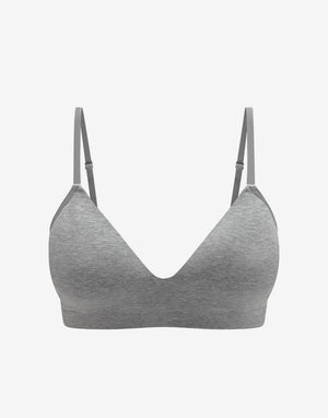 Seamless Cloud Cotton Wireless Bra, Heather Gray - Thirdlove - Nylon/Spandex