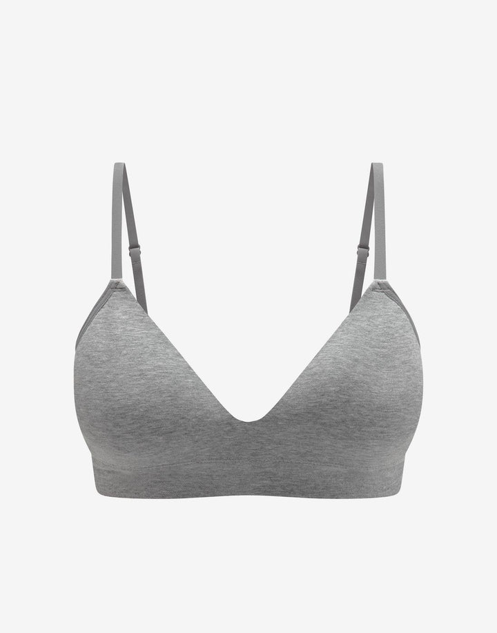 Seamless Cloud Cotton Wireless Bra, Heather Gray - Thirdlove - Nylon/Spandex