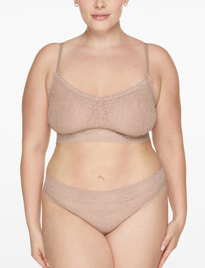 Everyday Lace Full Coverage Bralette Taupe - Nude Lace Bralette