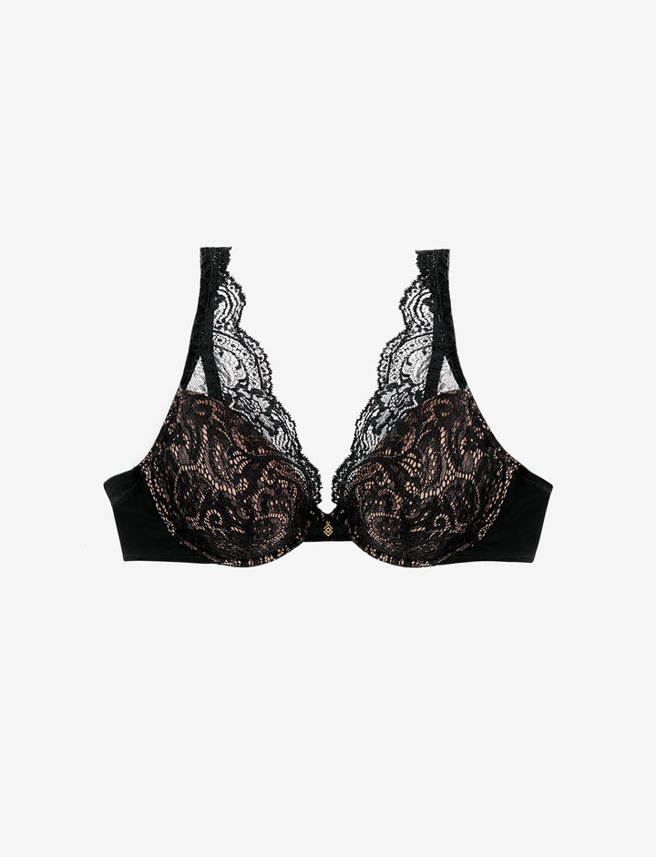 24/7® Lace Contour Plunge Bra, Black - Thirdlove - Nylon/Spandex,