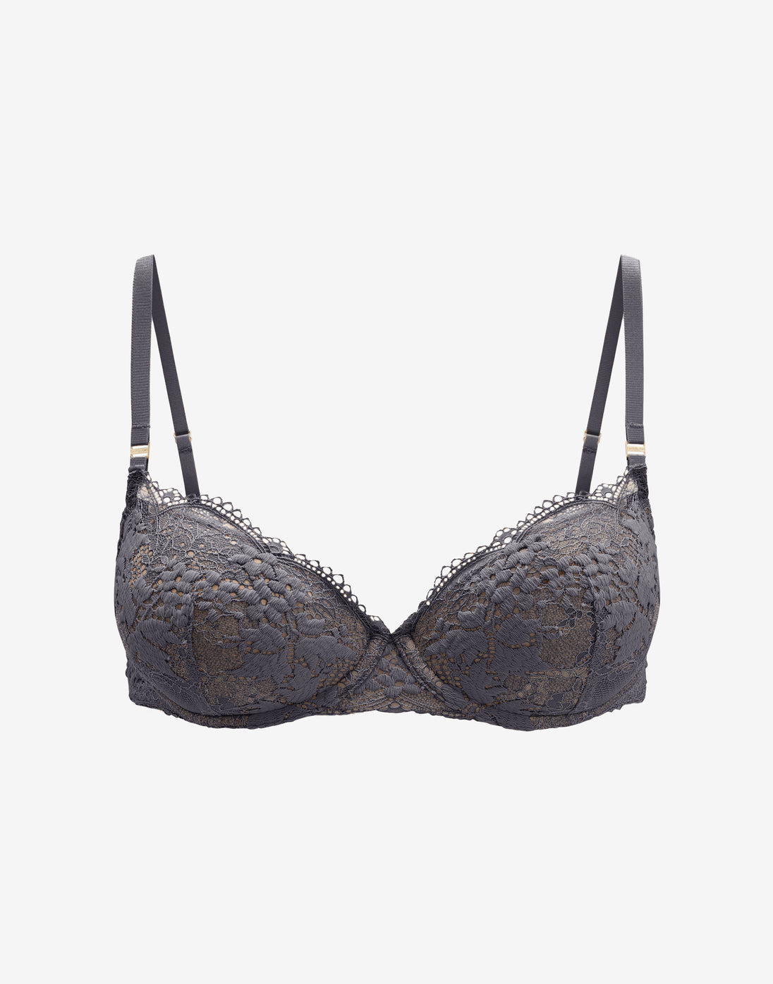 All Day Lace T-Shirt Bra, Charcoal - Thirdlove - 51% Recycled nylon/42% Nylon/7% Spandex