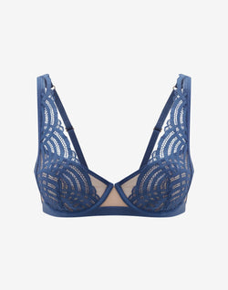 Deco Lace Unlined Bra, Vintage Blue - Thirdlove - Nylon/Spandex