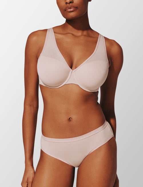 Organic Cloud Cotton Perfect Coverage Bra, Rose Dust - Thirdlove - Organic Cotton/Spandex,modelAAA