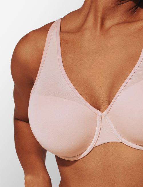 Organic Cloud Cotton Perfect Coverage Bra, Rose Dust - Thirdlove - Organic Cotton/Spandex,modelAAA