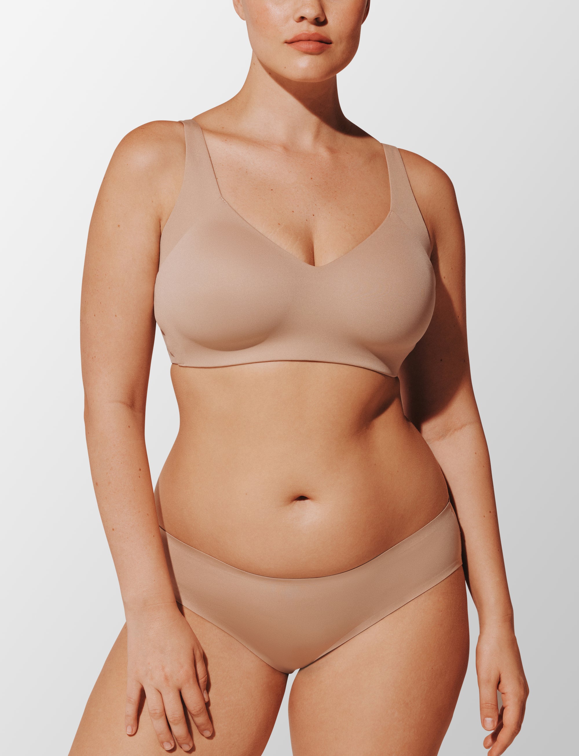 ComfortStretch Smoothing Wireless Bra, Taupe - Thirdlove - Nylon/Spandex,modelDDD