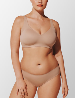 ComfortStretch Smoothing Wireless Bra, Taupe - Thirdlove - Nylon/Spandex,modelDDD