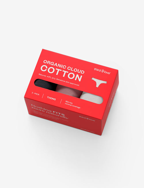 Organic Cloud Cotton Thong 3 Pack Box