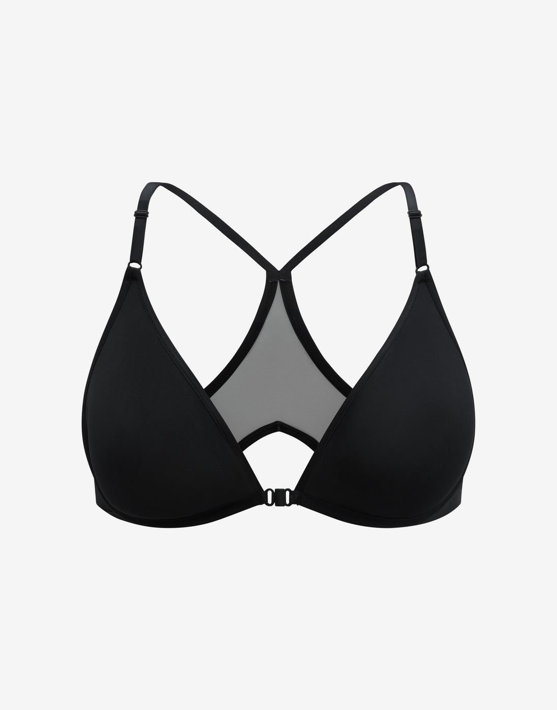 Bare Mesh Front Close Racerback Bra, Black - Thirdlove - Mesh