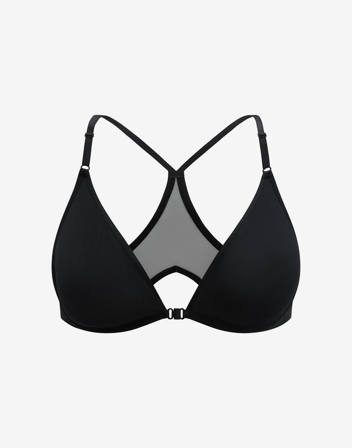 Bare Mesh Front Close Racerback Bra, Black - Thirdlove - Mesh