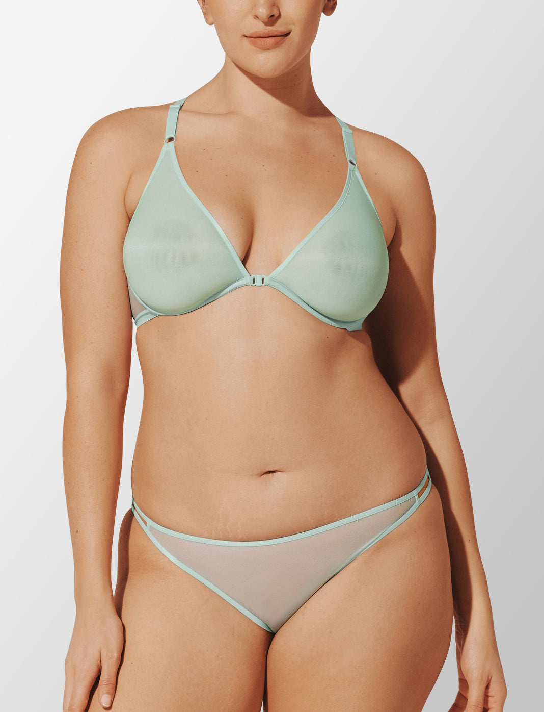 Bare Mesh Front Close Racerback Bra, Daydream - Thirdlove - Mesh,modelH