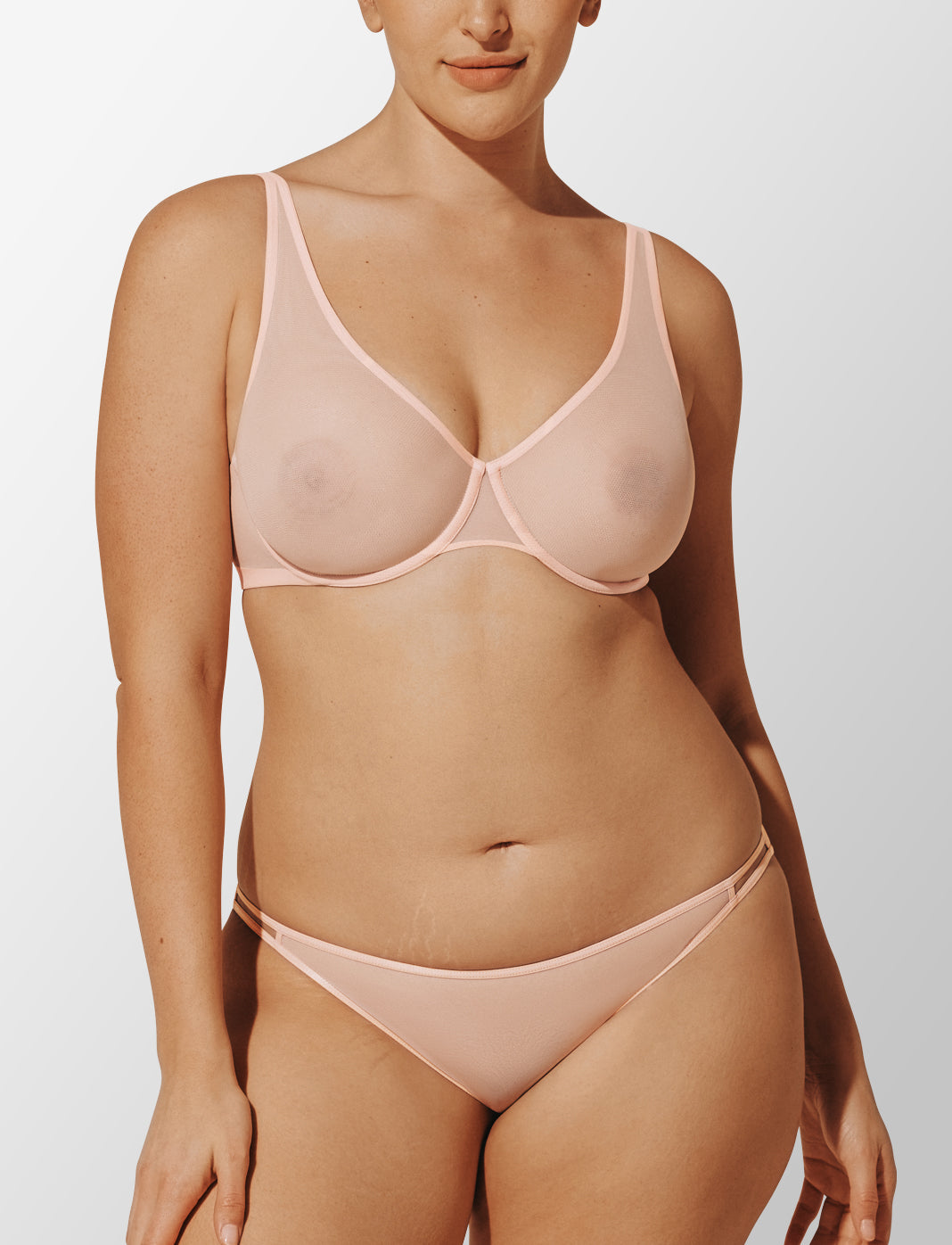 Bare Mesh Unlined Bra , Rose Dust - Thirdlove - Mesh ,modelH