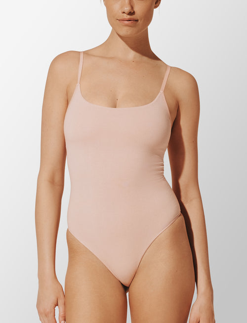 Seamless Cloud Cotton Bodysuit, Rose Dust - Thirdlove - Nylon/Spandex,modelMMM