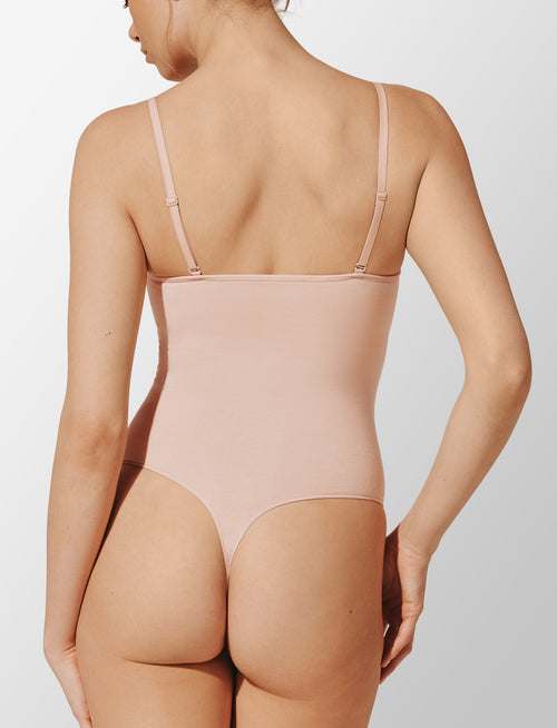 Seamless Cloud Cotton Bodysuit, Rose Dust - Thirdlove - Nylon/Spandex,modelMMM
