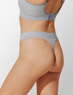 Seamless Cloud Cotton Thong - Heather Grey - Nylon/spandex - ThirdLove,modelMMM