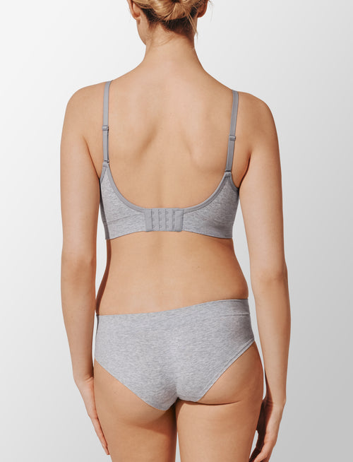 Seamless Cloud Cotton Wireless Bra, Heather Gray - Thirdlove - Nylon/Spandex,modelMMM