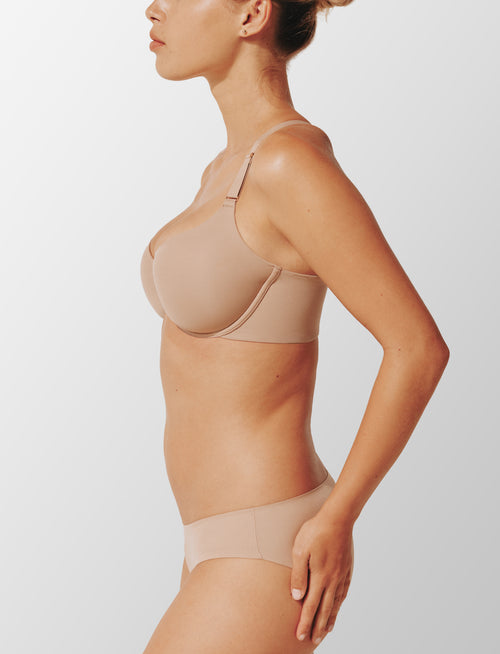 ComfortStretch Smoothing Front Close Bra, Taupe - Thirdlove - Nylon/Spandex,model1