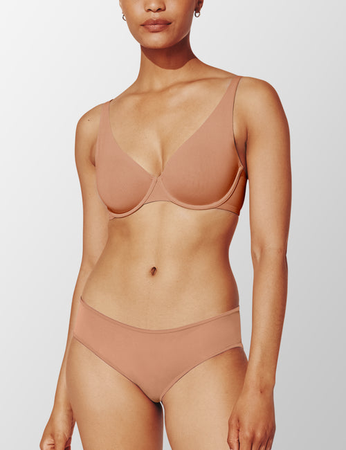 24/7® Second Skin Unlined Bra, Mocha - Thirdlove - Nylon/Spandex,modelEEE