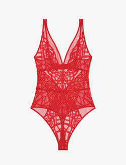 Rose Lace Unlined Bodysuit, Red - Thirdlove - 86.2% nylon/13.8% Spandex