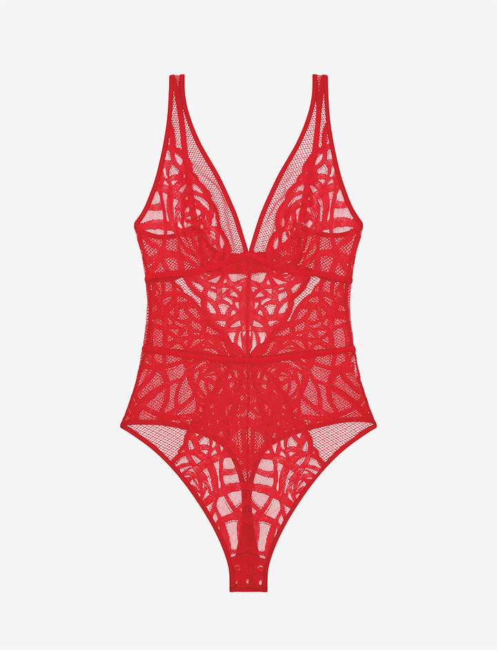 Rose Lace Unlined Bodysuit, Red - Thirdlove - 86.2% nylon/13.8% Spandex