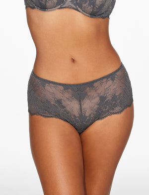 All Day Lace Cheeky - Charcoal - 51% Recycled nylon/42% Nylon/7% Spandex - ThirdLove,model2