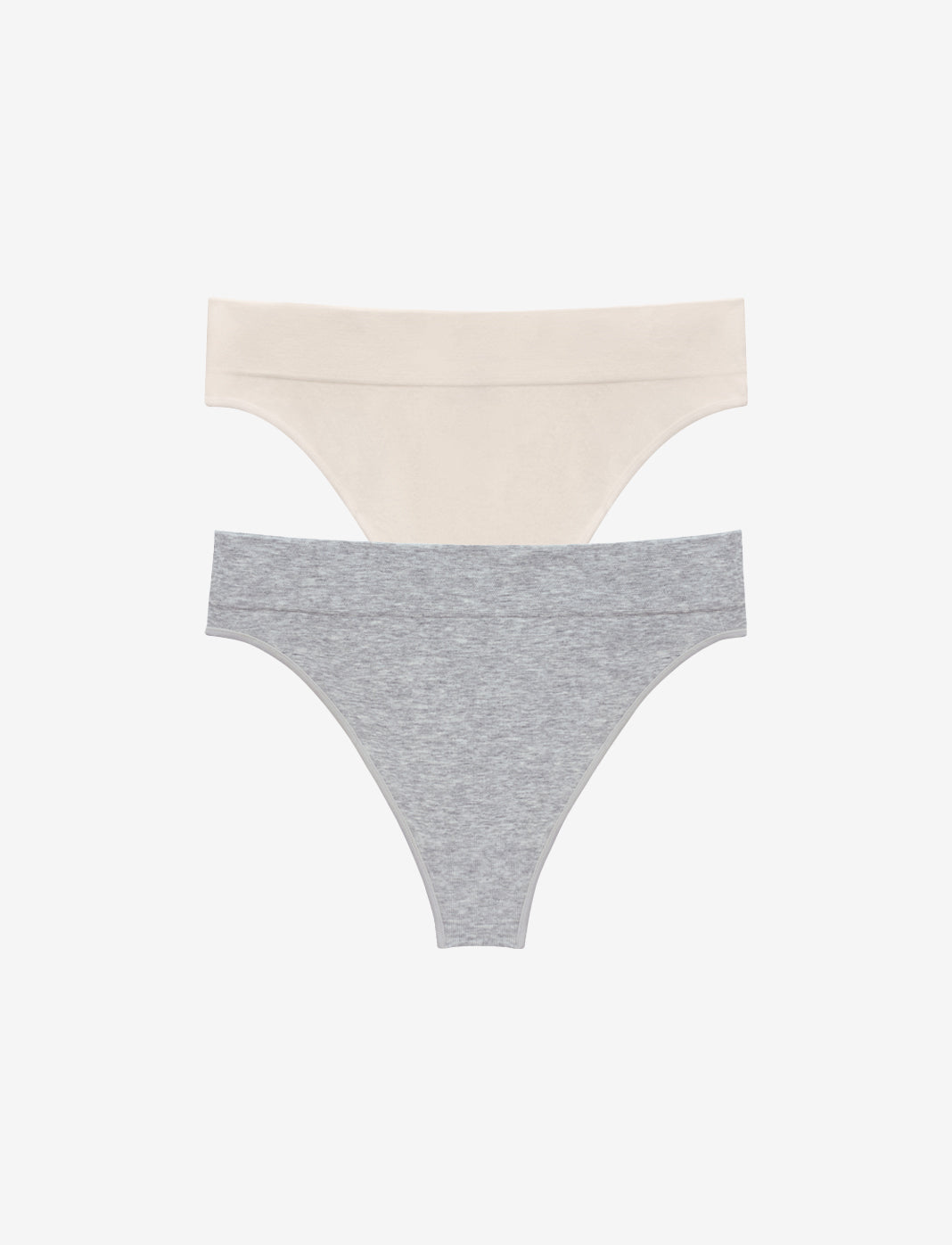 Seamless Cloud Cotton Thong - Sea Salt & Heather Grey - Nylon/spandex - ThirdLove