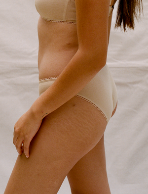Kit Undergarments Organic Cotton Bikini Brief in Sand, 95% organic cotton, 5% spandex